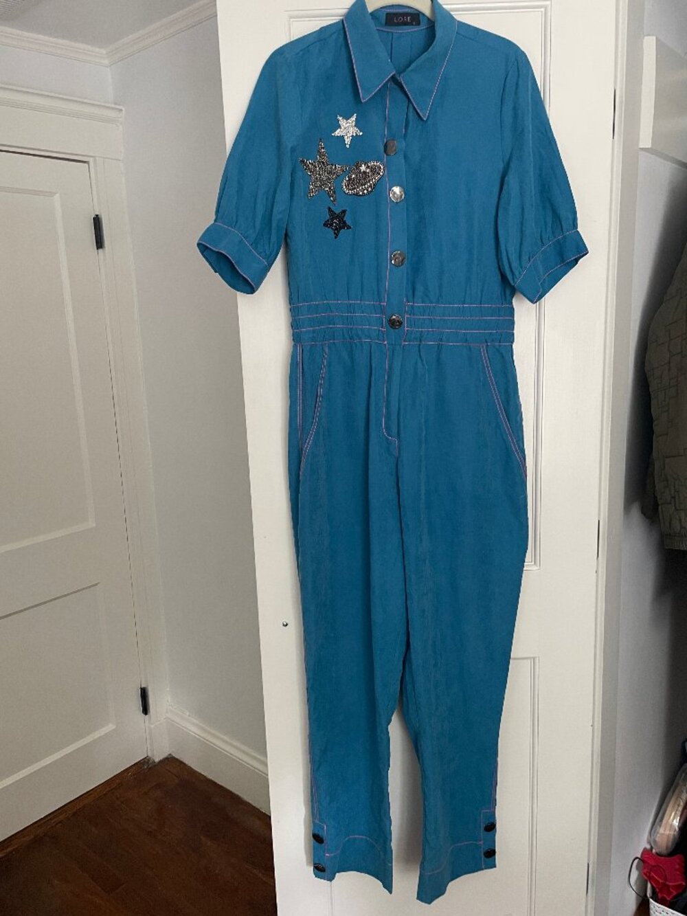 Rare Teal Rhinestone Star Jumpsuit Celestial LORE Brazil Statement